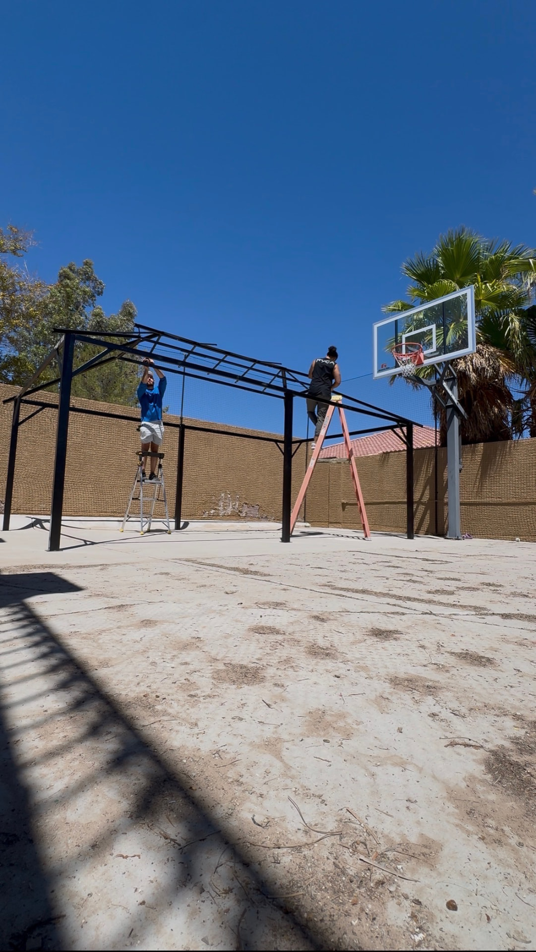 Hardtop Gazebo Over Backyard Court — before assembly