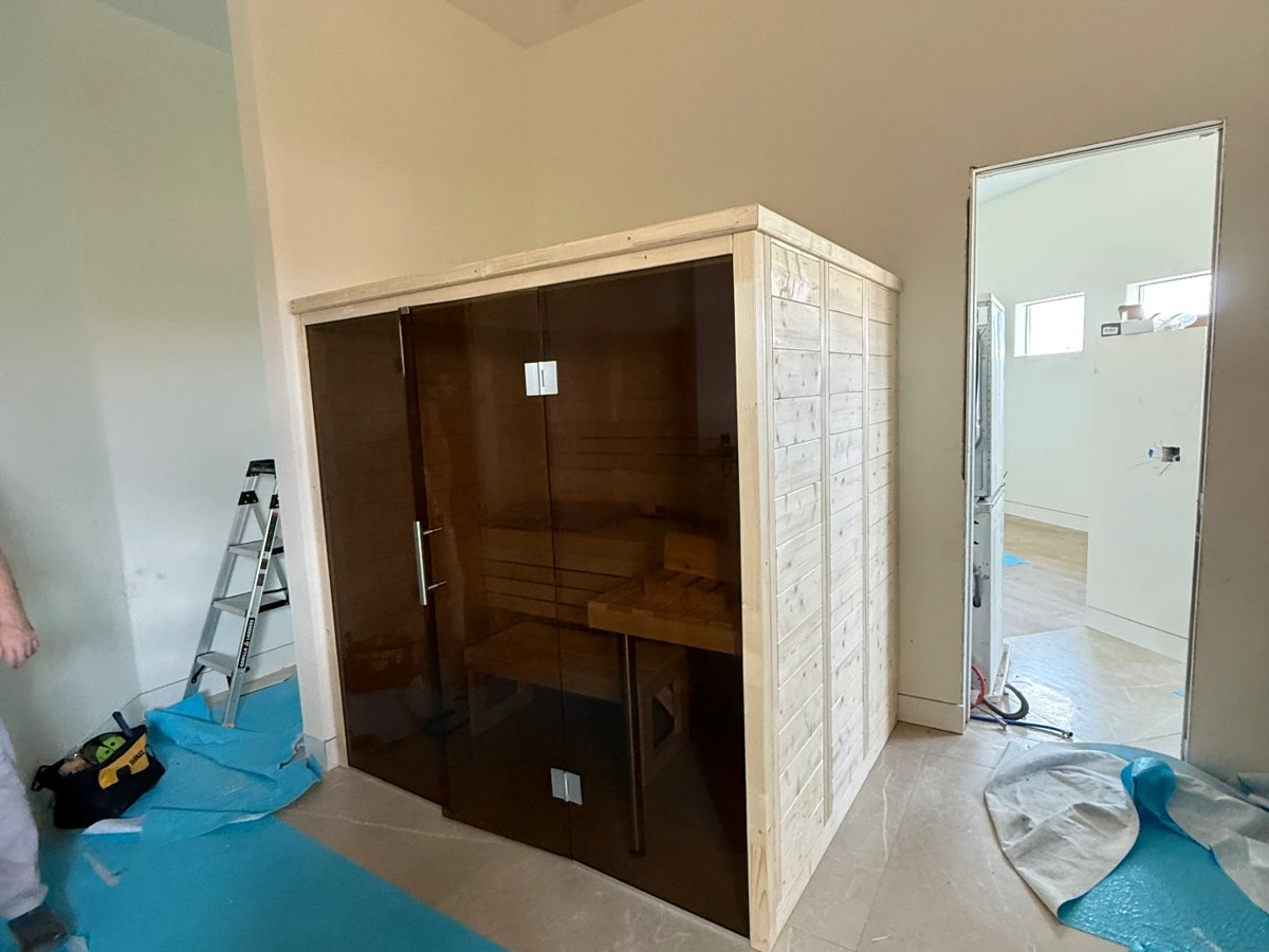 Indoor Cedar Sauna Cabin — after assembly